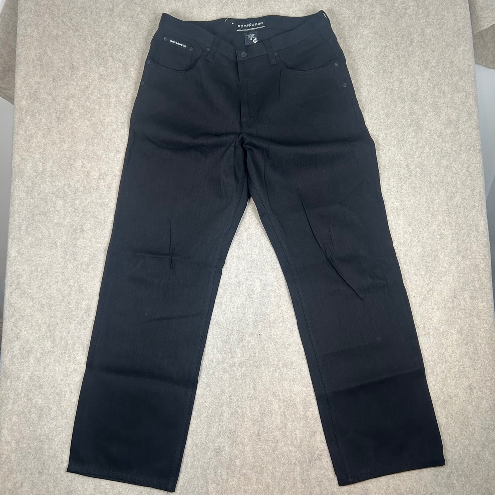Rocawear Denim Jeans Mens 38 Black Straight Leg Streetwear Cotton Pants